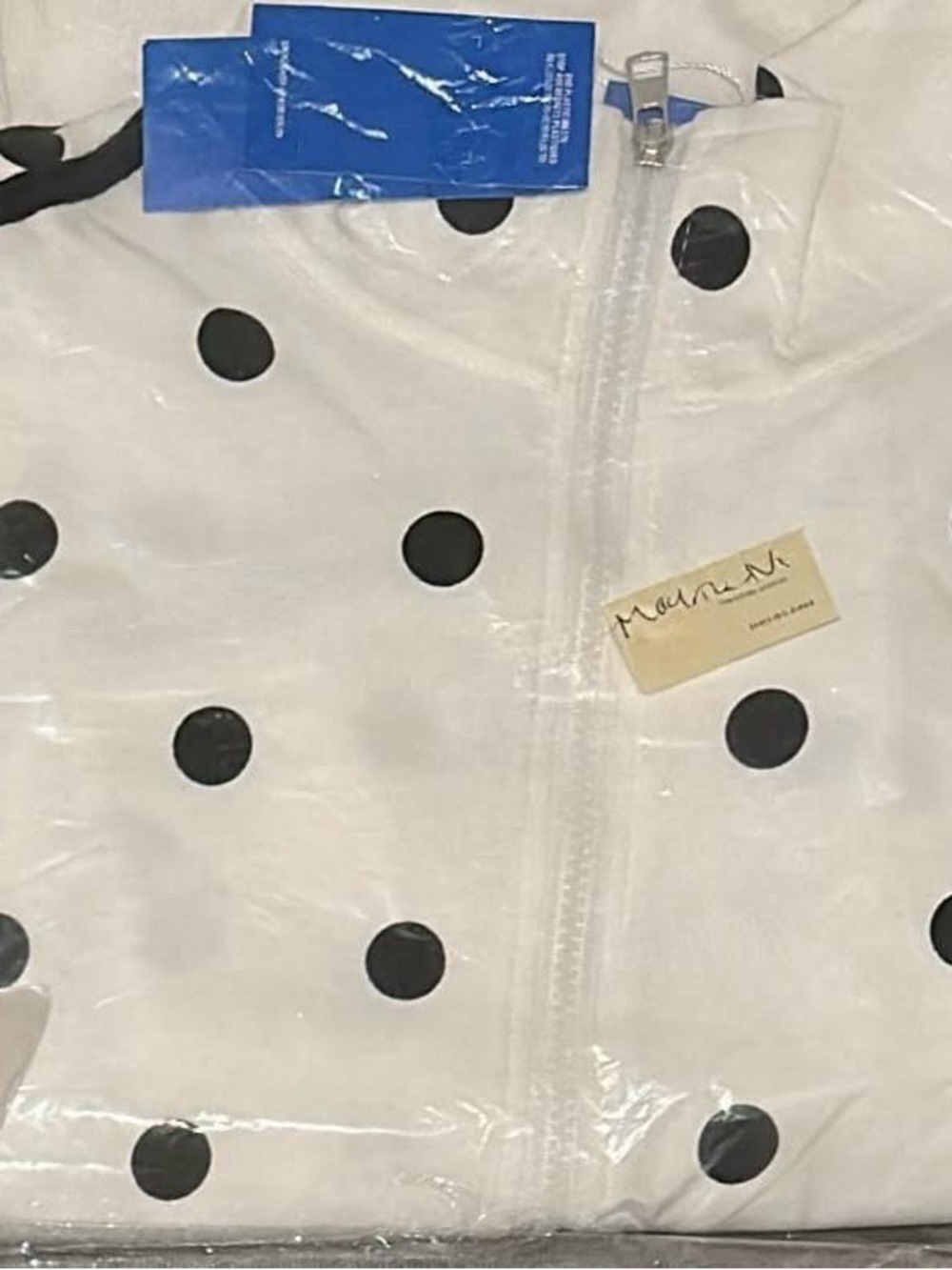 White Polka Dot Zippered Top